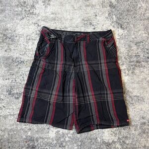 Quiksilver Mens Plaid Walk Shorts Black Red Grey Cotton Size 36 YY104090